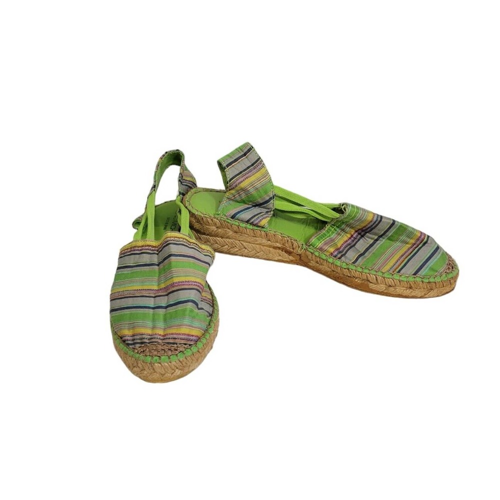 Eric Michael Green Rainbow Slingback Espadrilles Size 37 Made In Spain